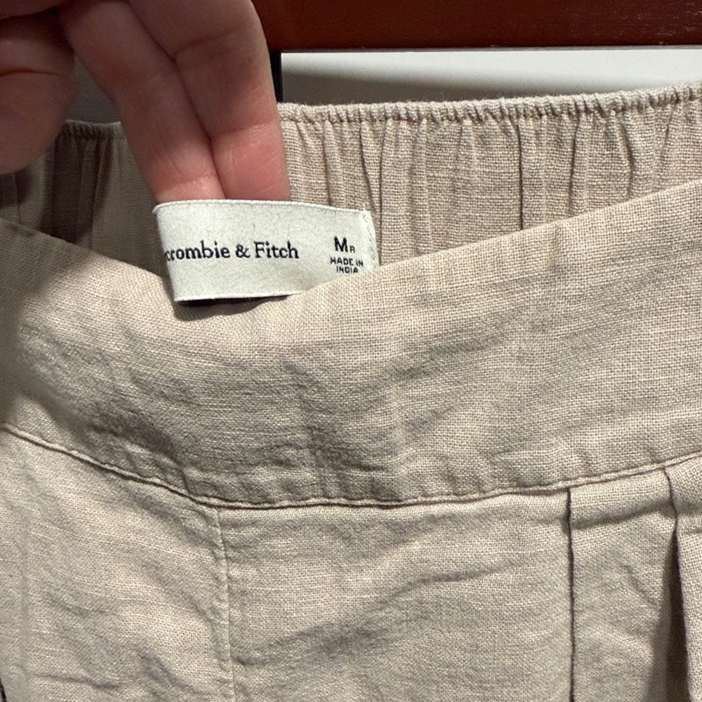 Abercrombie Wide Leg Pull On Linen Pants Cream Beige Medium - Picture 5 of 10